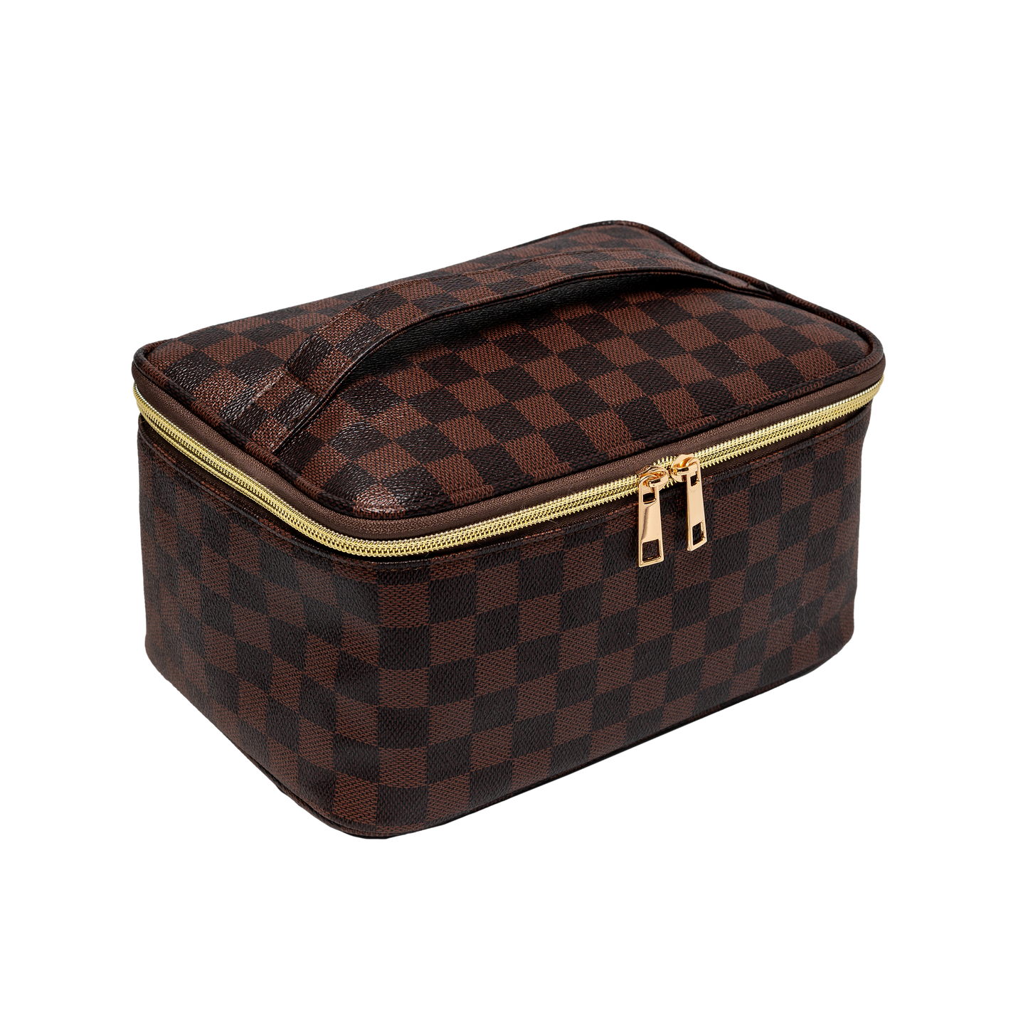 checkered makeup bag